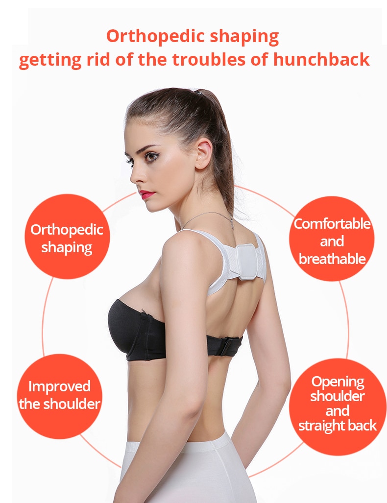 Black and White Unisex Back Posture Corrector Strap