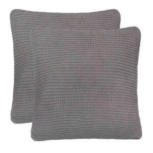 Throw Pillow Basketweave with Pillow Grey Cotton