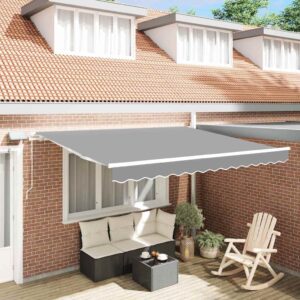 Awning Frame with LED Strip Lights White 350 x 250 cm Aluminium