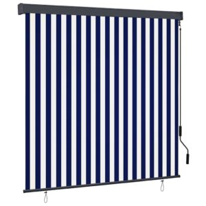 Roller Blind Blue and White 180 x 250 cm Fabric and Aluminum