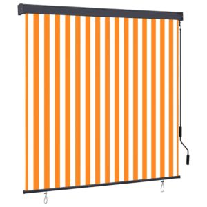 Roller Blind White and Orange 180 x 250 cm Fabric and Aluminum