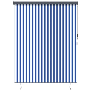 Roller Blind Blue and White 200 x 250 cm Fabric and Aluminum