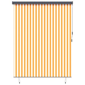 Roller Blind White and Orange 200 x 250 cm Fabric and Aluminum