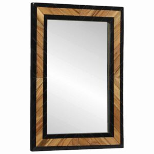 Wall Mirror Black and Brown 70 x 2 x 70 cm Solid Acacia Wood