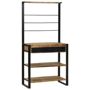 Kitchen Rack Brown and Black 80 x 40 x 160 cm Solid Mango Wood