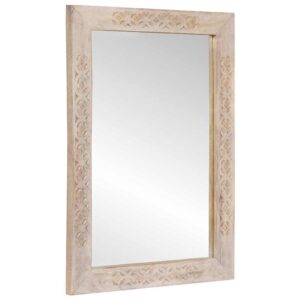 Wall Mirror Bleached White 70 x 50 cm Engineered Wood and Glass
