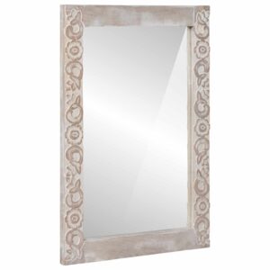 Wall Mirror Rectangular White 70 x 50 cm Solid Mango Wood