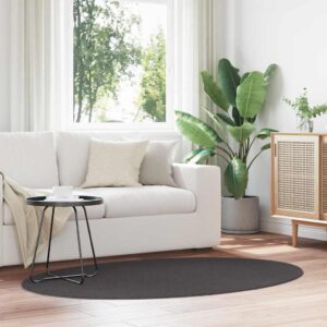 Area Rugs Oval HUARTE Anthracite 100 x 200 cm 100% Polyester