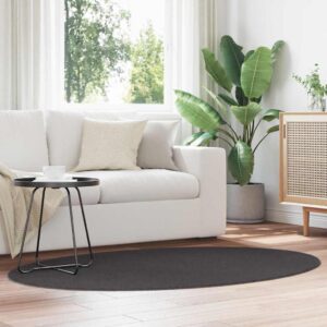 Area Rugs Oval HUARTE Anthracite 120 x 170 cm 100% Polyester