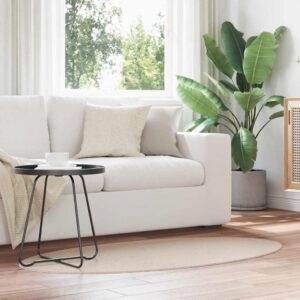 Area Rugs Oval HUARTE Beige 80 x 150 cm 100% Polyester