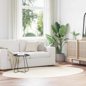 Area Rugs Oval HUARTE Cream 160 x 230 cm 100% Polyester