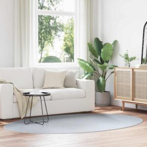 Area Rugs Oval HUARTE Grey 160 x 230 cm 100% Polyester