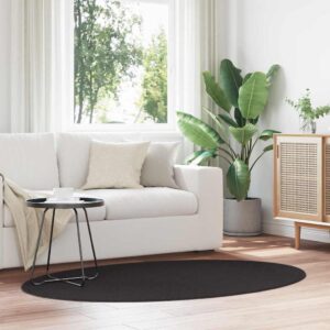 Area Rugs Oval HUARTE Black 100 x 200 cm 100% Polyester