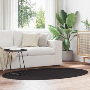 Area Rugs Oval HUARTE Black 120 x 170 cm 100% Polyester