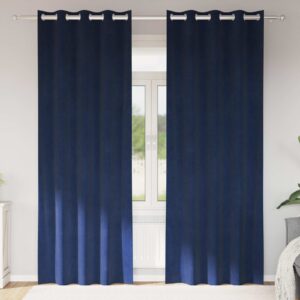 Blackout Curtains 2 pcs Dark Blue 140 x 225 cm Velvet