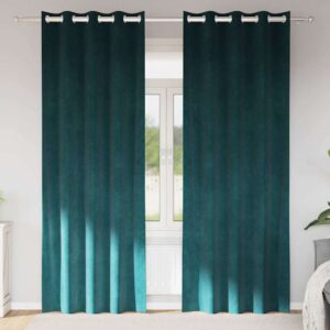 Blackout Curtains 2 pcs Dark Green 140 x 260 cm Velvet