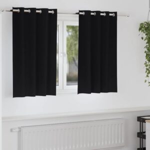 Blackout Curtains with Rings 2 pcs Black 140 x 140 cm Polyester