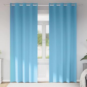 Blackout Curtains with Rings 2 pcs Light Blue 260 x 140 cm