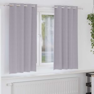 Blackout Curtains with Rings 2 pcs Metal Grey 175 x 140 cm