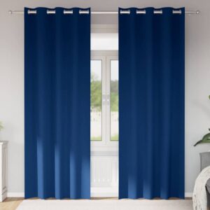 Blackout Curtains with Rings 2 pcs Dark Blue 245 x 140 cm