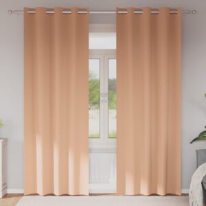 Blackout Curtains with Rings 2 pcs Light Brown 225 x 140 cm