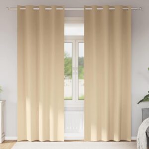 Blackout Curtains with Rings 2 pcs Cream 260 x 140 cm Polyester