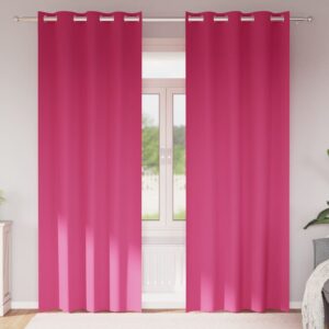 Blackout Curtains with Rings 2 pcs Bright Pink 260 x 140 cm