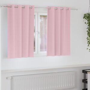 Blackout Curtains with Rings 2 pcs Baby Pink 140 x 140 cm