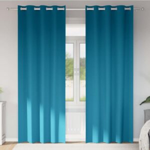 Blackout Curtains with Rings 2 pcs Turquoise 245 x 140 cm