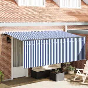 Retractable Awning Retractable Blue and White 350 x 200 cm