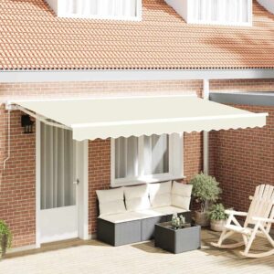 Awning Frame Cream 400 x 200 cm Polyester with PU coating