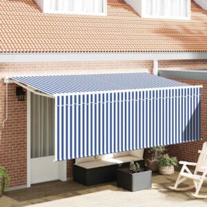 Retractable Awning Retractable Blue and White 400 x 200 cm