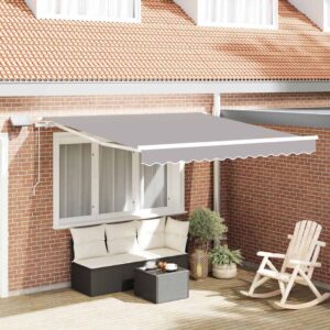 Retractable Awning Light Grey 300 x 250 cm Fabric and Aluminium
