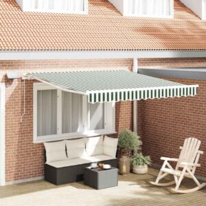 Retractable Awning Green and White 300 x 250 cm