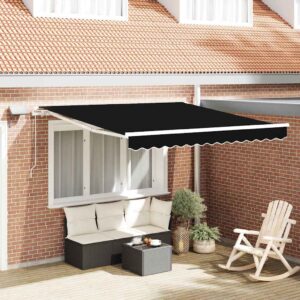 Retractable Awning Black 350 x 250 cm Fabric and Aluminium