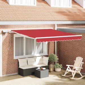 Retractable Awning Red 350 x 250 cm Fabric and Aluminium