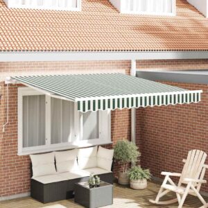 Retractable Awning Green and White 350 x 250 cm