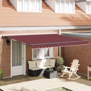 Awning Frame Burgundy 400 x 300 cm Polyester with PU coating