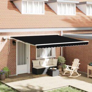 Retractable Awning Black 400 x 300 cm Fabric and Aluminium