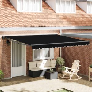 Awning Frame Black 400 x 300 cm Polyester with PU coating