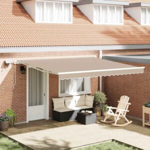 Retractable Awning Beige 400 x 300 cm Fabric and Aluminium