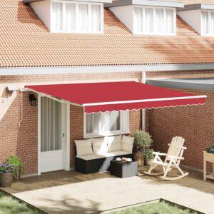 Retractable Awning Red 400 x 300 cm Fabric and Aluminium