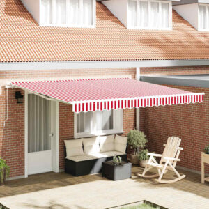 Retractable Awning Red and White 400 x 350 cm