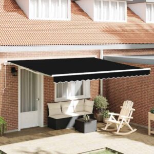 Retractable Awning Black 400 x 350 cm Polyester and Aluminium