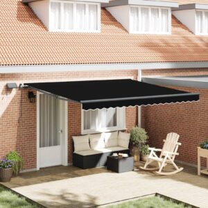Retractable Awning Black 400 x 350 cm Fabric and Aluminium