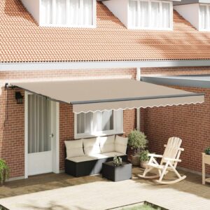 Retractable Awning Beige 400 x 350 cm Polyester and Aluminium