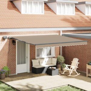 Retractable Awning Beige 400 x 350 cm Fabric and Aluminium
