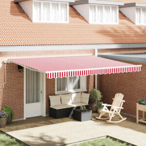 Retractable Awning Red 450 x 300 cm Polyester and Aluminium