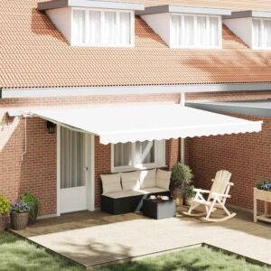 Retractable Awning White 450 x 300 cm Fabric and Aluminium