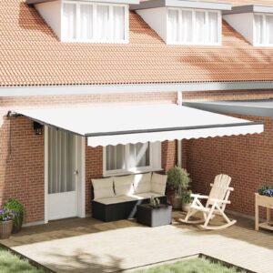 Retractable Awning White 450 x 300 cm Polyester and Aluminium